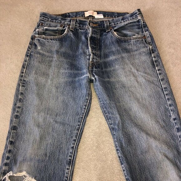 Vintage LEVIS 501 Straight Leg Button Fly Med Stonewash Denim Jeans Sz 34 - Picture 4 of 13